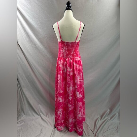 Boho Floral Shirred back Maxi Dress Pink - Picture 9 of 9